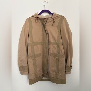 Comptoir Des Cotonniers Tan Raincoat with Hood and Zipper size FR 36 (S/size 4)